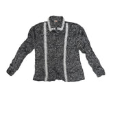 Cherimoya 48 Black & White Paisley Print Blouse Shirt Long Sleeve